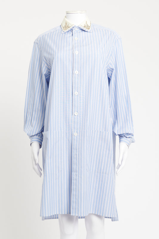Blue Cotton Button Up Preowned Shirt Dress