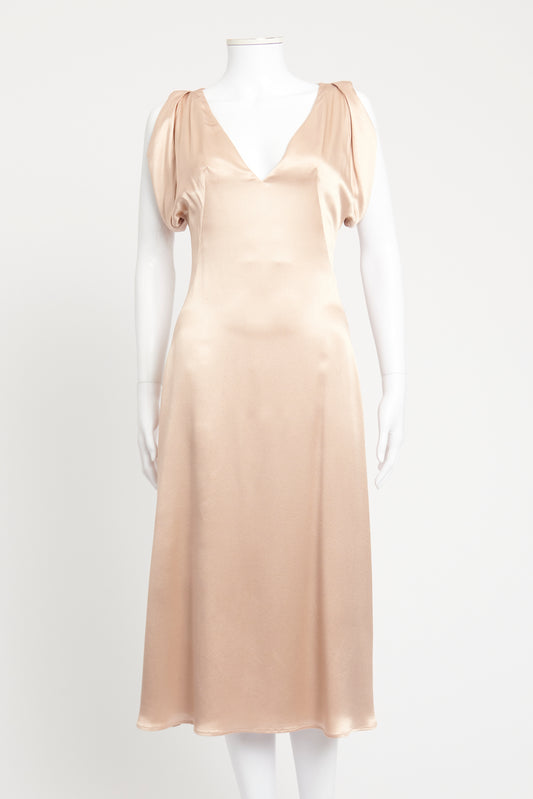 Blush Pink Silk Preowned Midi Dress