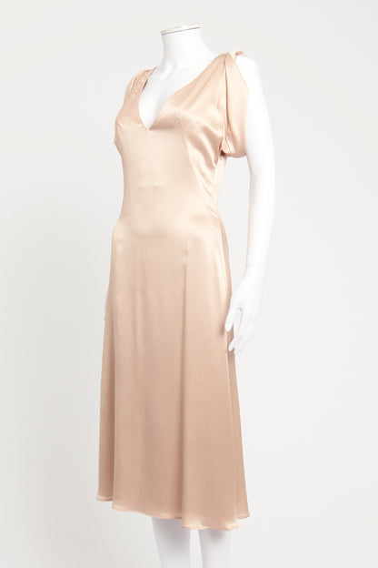 Blush Pink Silk Preowned Midi Dress