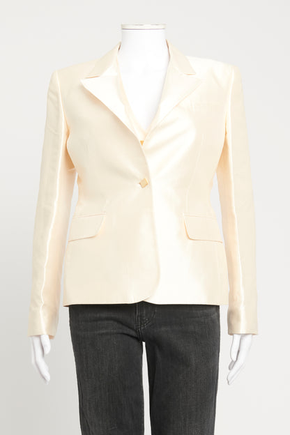 Cream Silk Preowned Waistcoat and Blazer Set