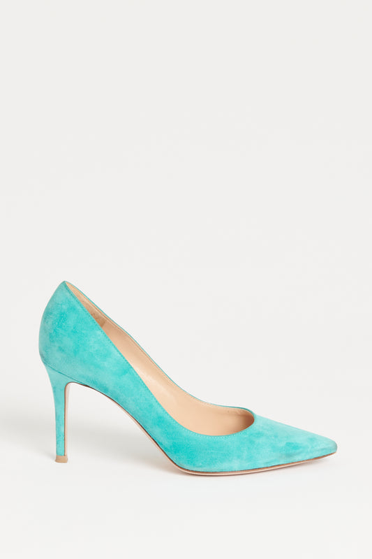 Teal Suede Classic Preowned Pumps