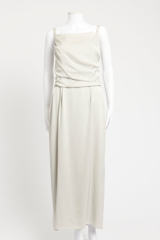 Grey Silk Draped Preowned Midi Dress