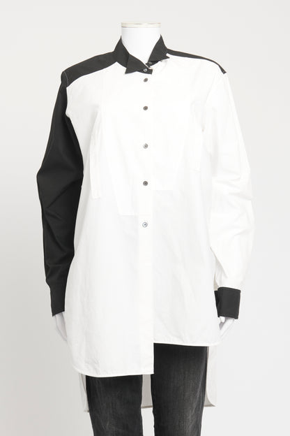 Monochrome Cotton Asymmetric Preowned Shirt