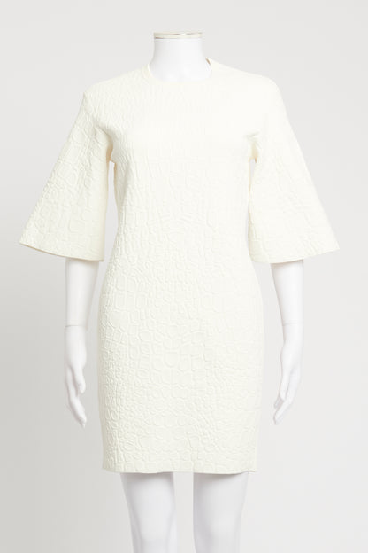 White Viscose Blend Preowned Croc Shift Dress