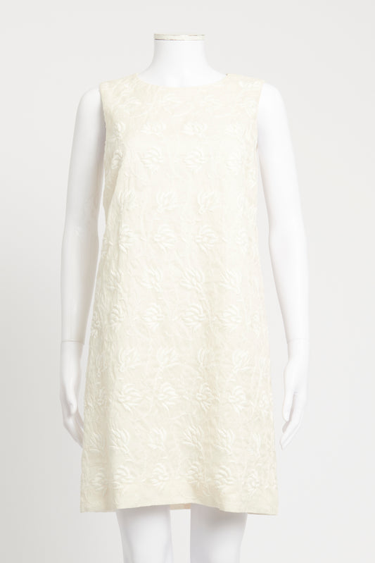 White Organza Embroidered Preowned Mini Dress