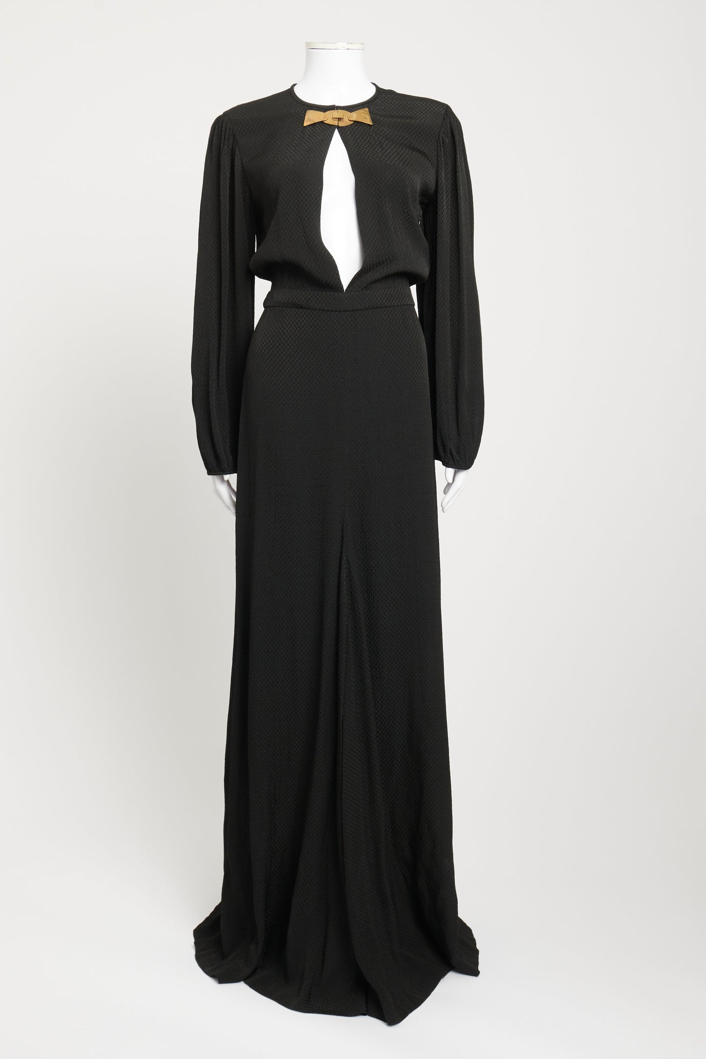 Black Acetate Long Sleeved Preowned Maxi Dress