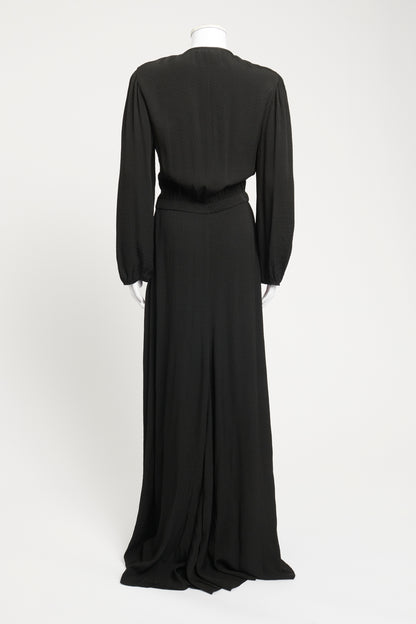 Black Acetate Long Sleeved Preowned Maxi Dress