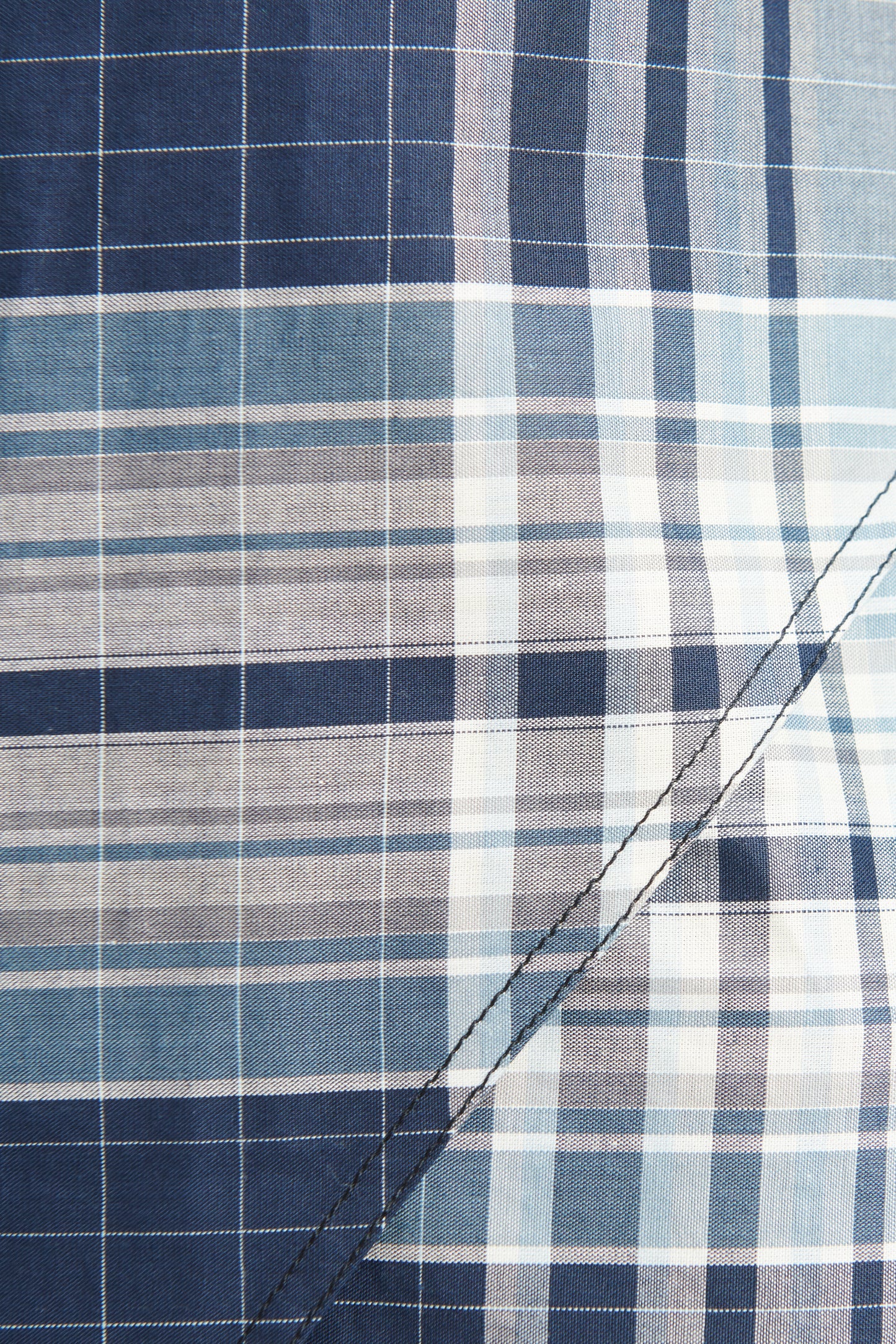 Blue Cotton Asymmetric Check Preowned Shirt