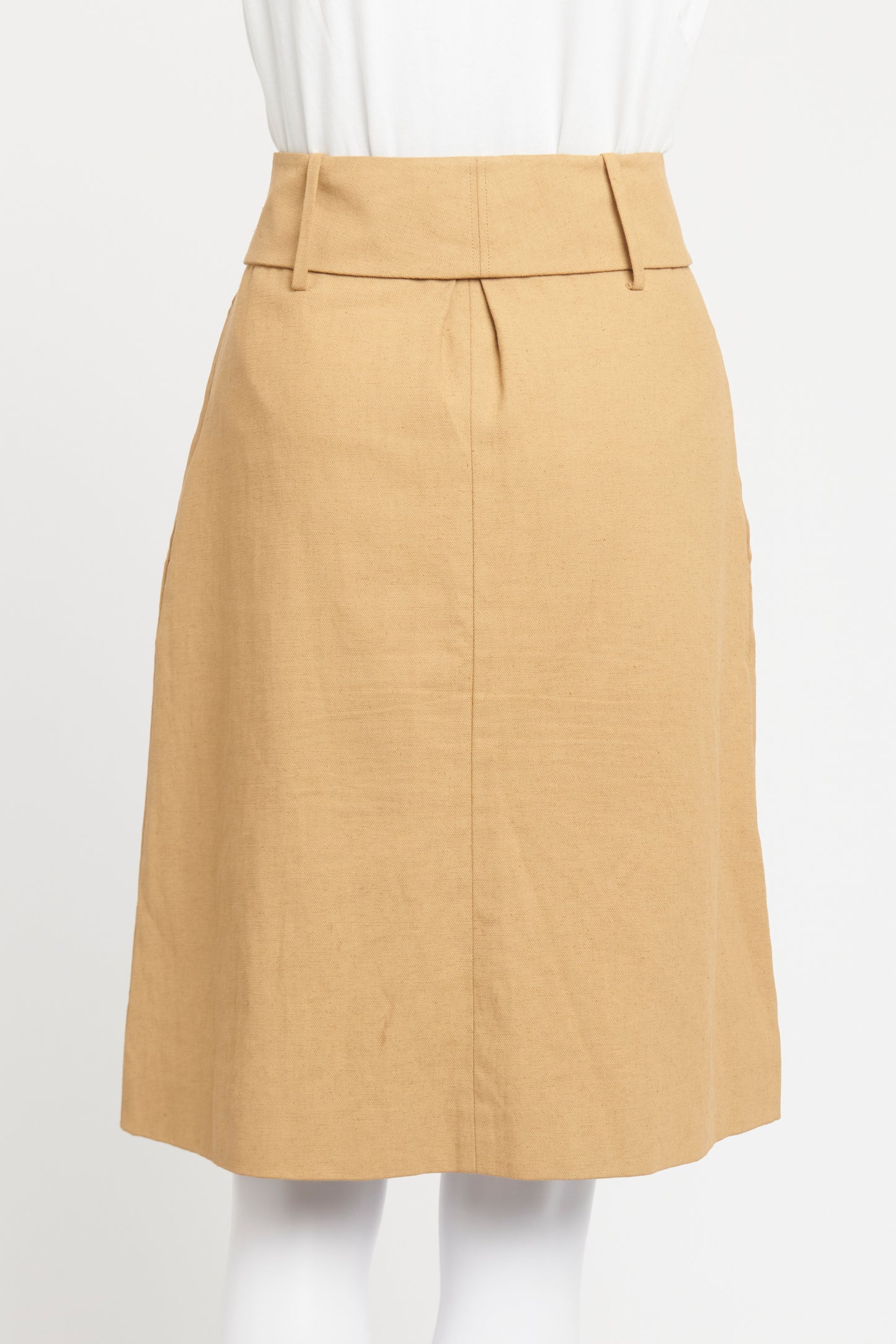 Beige Cotton Blend Preowned A-Line Skirt