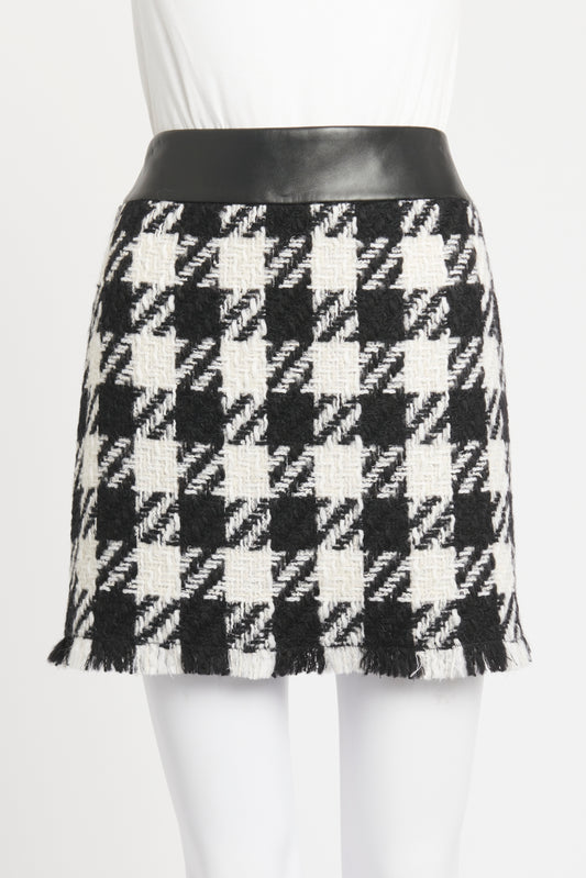 Black Wool Preowned Check Mini Skirt