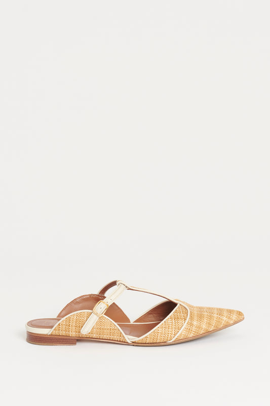 Leather Woven T-Bar Preowned Flats