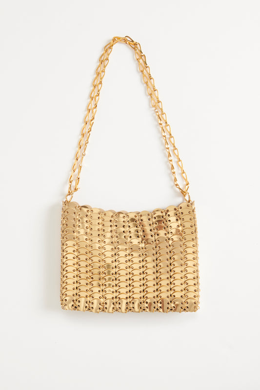 Gold Leather 1969 Chainmail Preowned Shoulder Bag