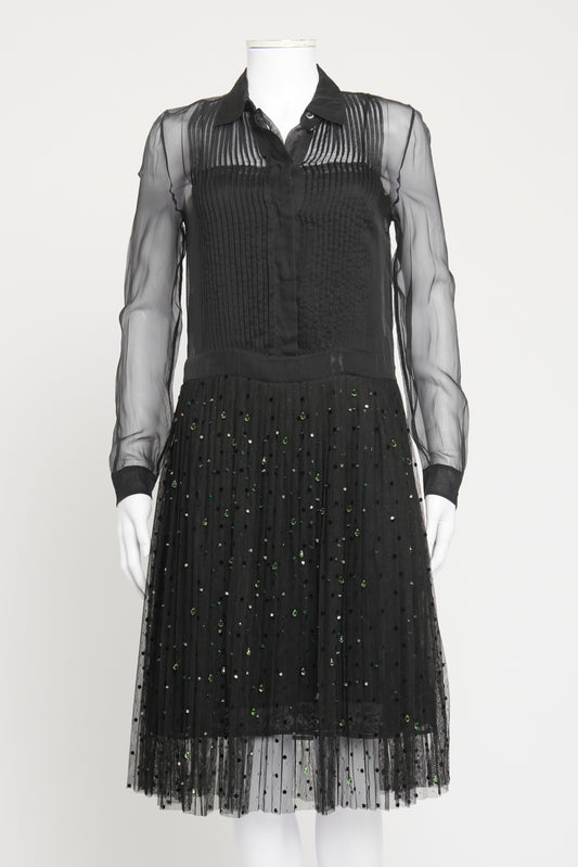 Black Curpo Blend Preowned Embellished Midi Dress