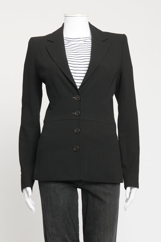 Black Wool Crepe Preowned Tailored Blazer