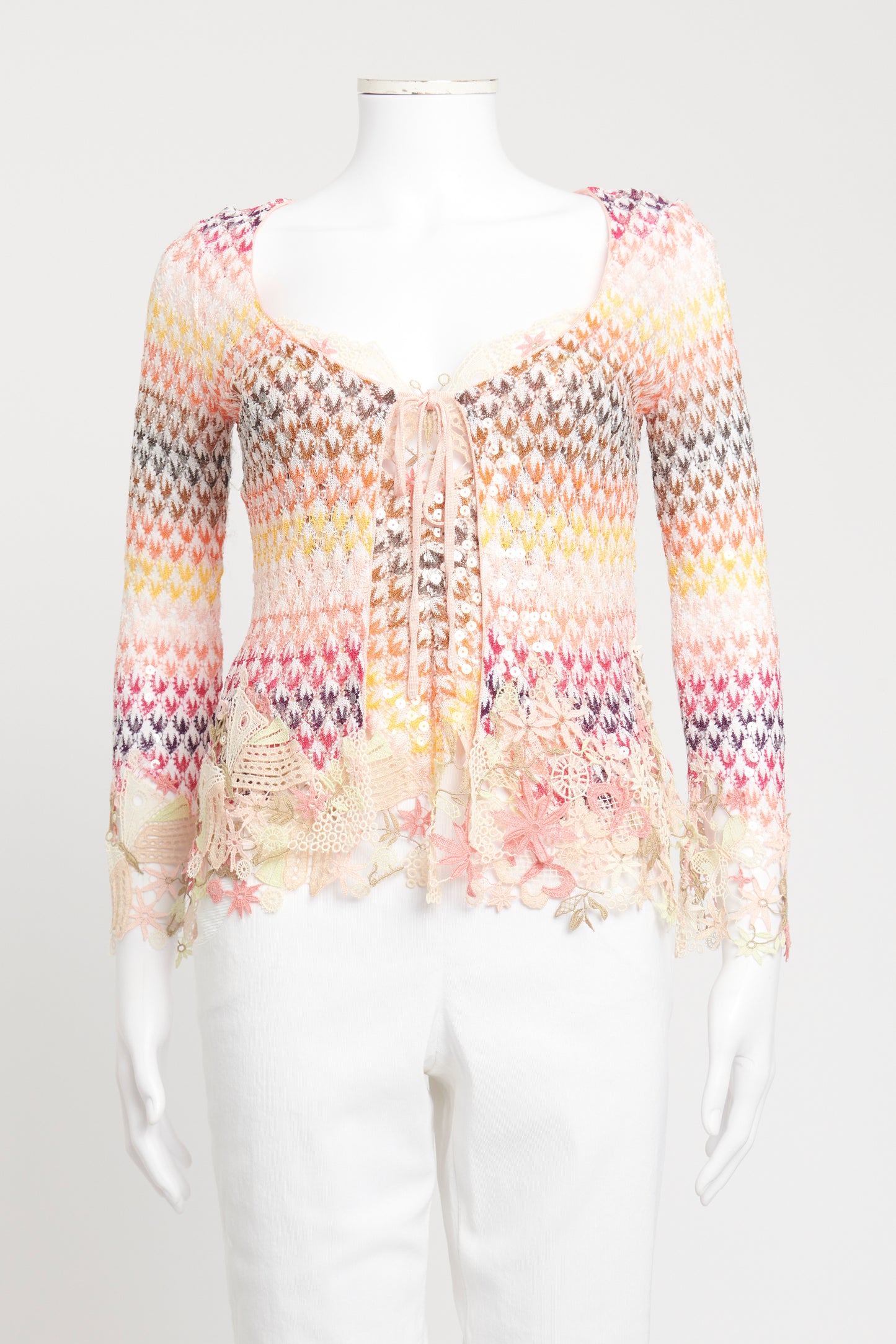 Multicoloured Rayon Blend Preowned Cardigan Set
