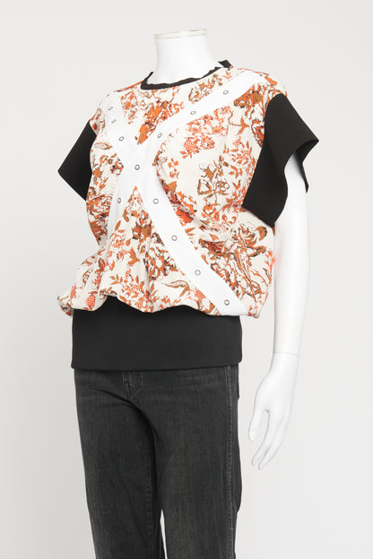 White Acetate Blend Preowned Short Sleeved Printed Blouse