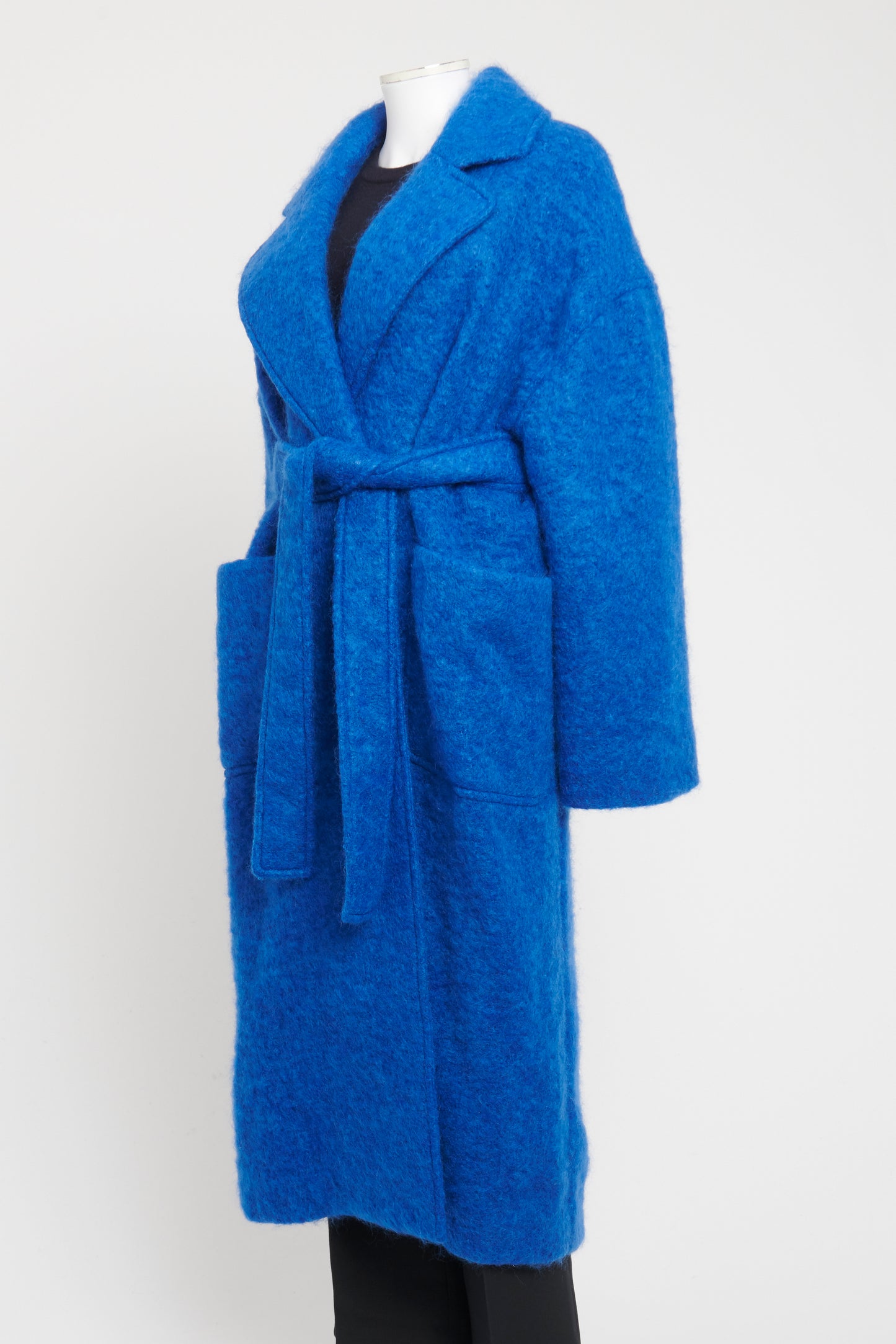 Electric Blue Wool Blend Preowned Oversized Coat