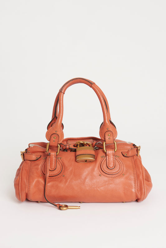 Orange Leather Preowned Paddington Padlock Bag