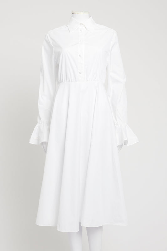 White Cotton Preowned Shirt Dress