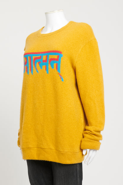 Yellow Graphic Preowned Cashmere Jumper