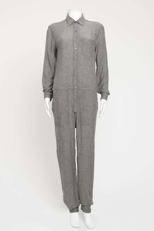 Grey Viscose Blend Preowned Long Sleeved Jumpsuit