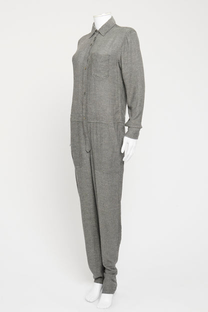 Grey Viscose Blend Preowned Long Sleeved Jumpsuit