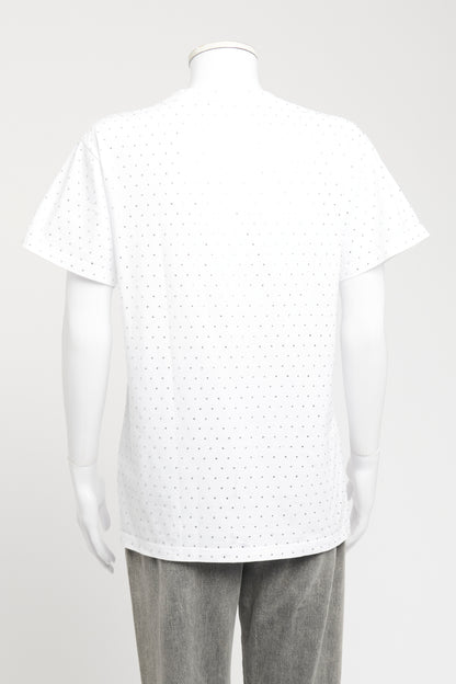 White Cotton Embellished Preowned T-Shirt