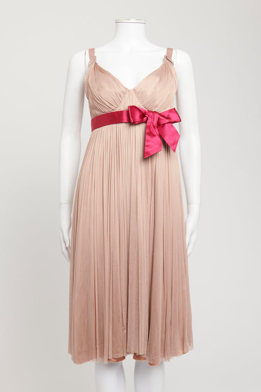 Blush Pink Acetate Blend Preowned Midi Dress