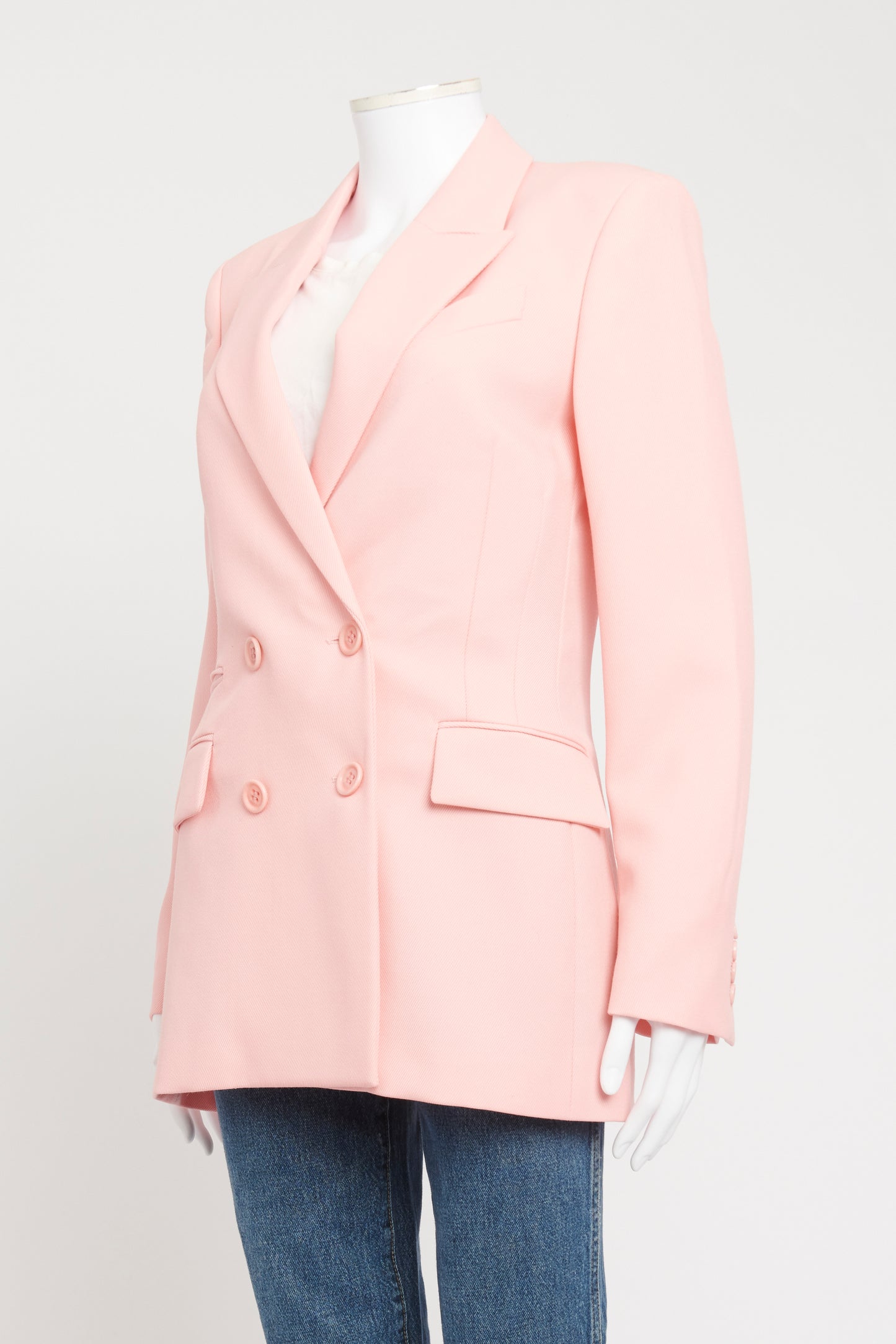 Pink Wool Preowned Double Breasted Blazer