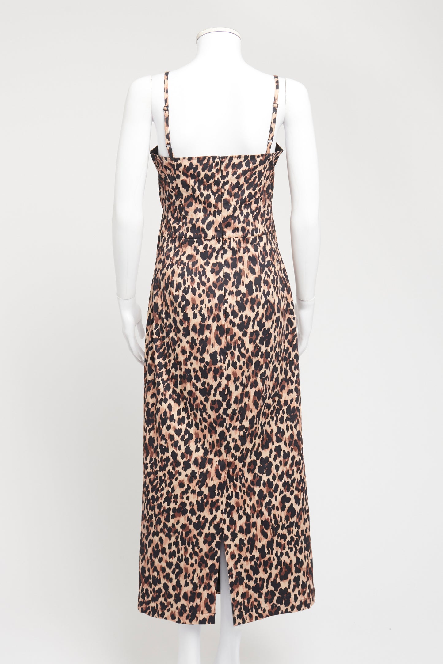Brown Leopard Preowned Cut-Out Midi Dress