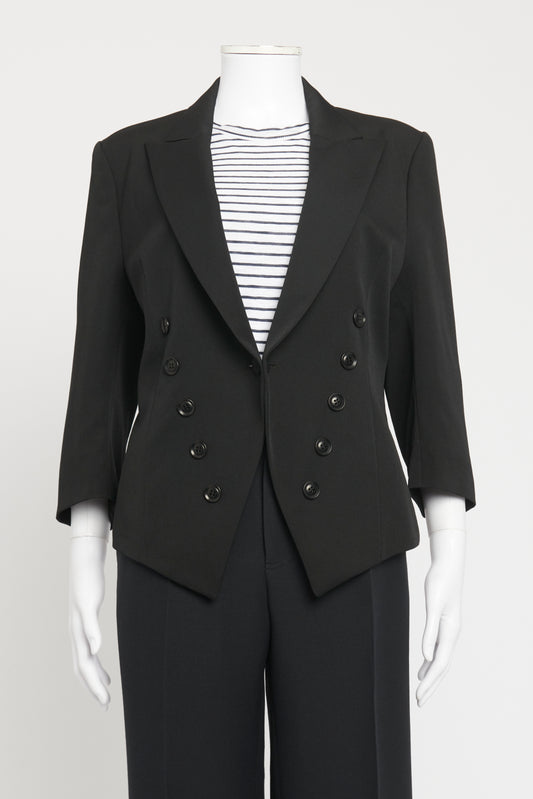Black Wool Preowned Cropped Blazer