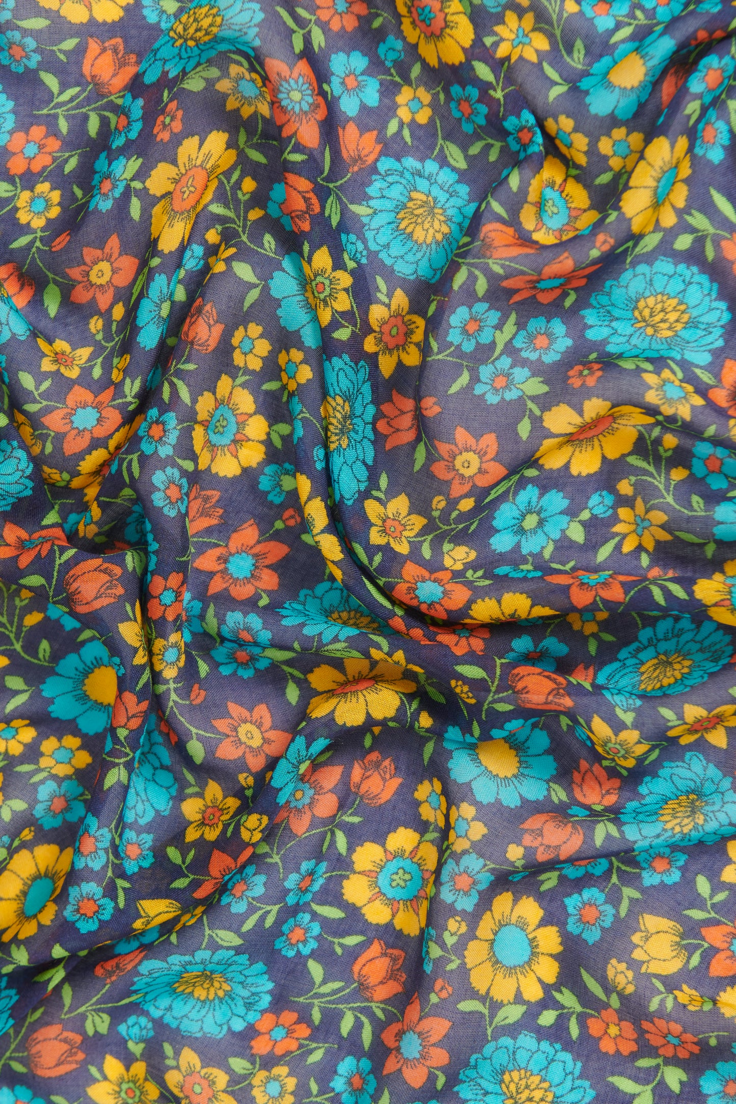 2018 Green Silk Blend Preowned Floral Scarf