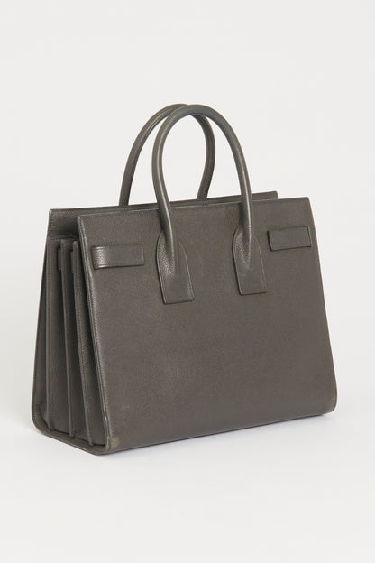 Slate Grey Grained Leather Preowned Small Sac Du Jour Top Handle Bag