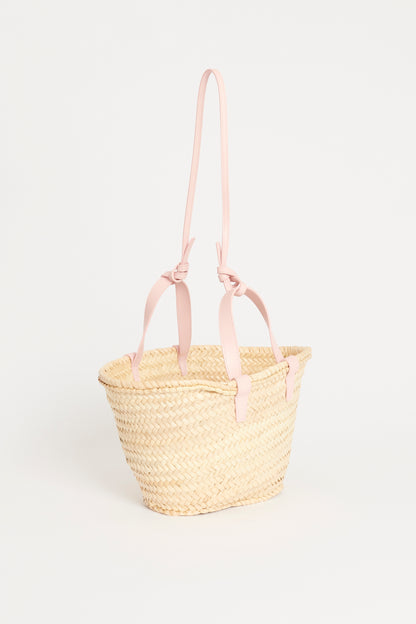 Straw Palm Preowned Teen Panier Calfskin Basket Bag