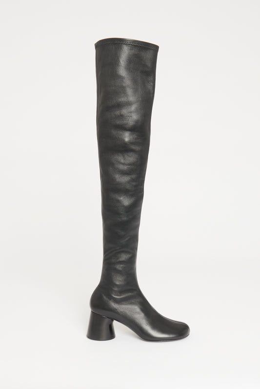 Black Leather Preowned Admiral Knee High Boots