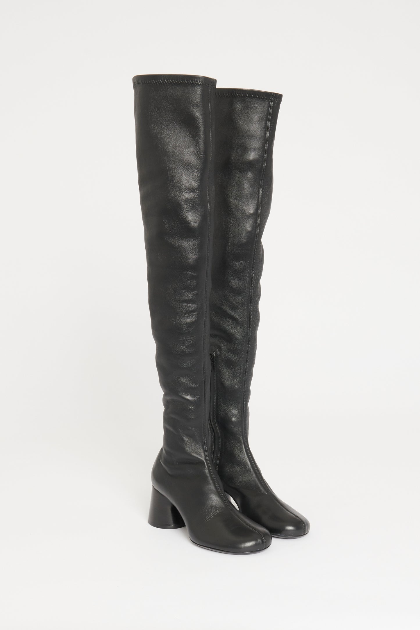 Black Leather Preowned Admiral Knee High Boots