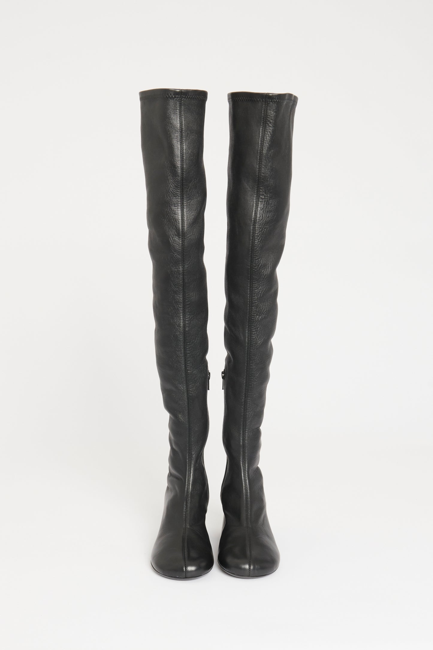 Black Leather Preowned Admiral Knee High Boots
