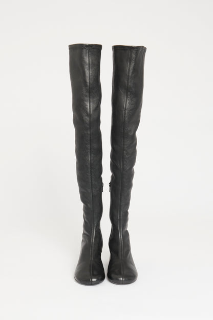 Black Leather Preowned Admiral Knee High Boots