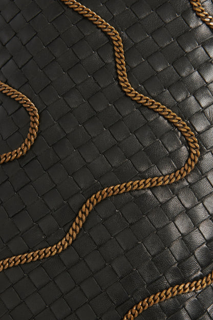 Black Napa Preowned Intercciato Chain Embellished Hobo