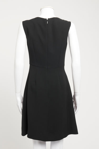 Black Silk Preowned Cut Out Knee Length Dress