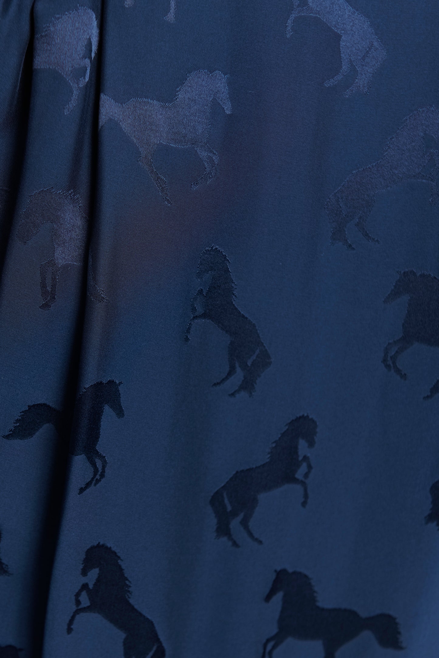 Blue Silk Blend Preowned Horse Jacquard Low Cut Jumpsuit