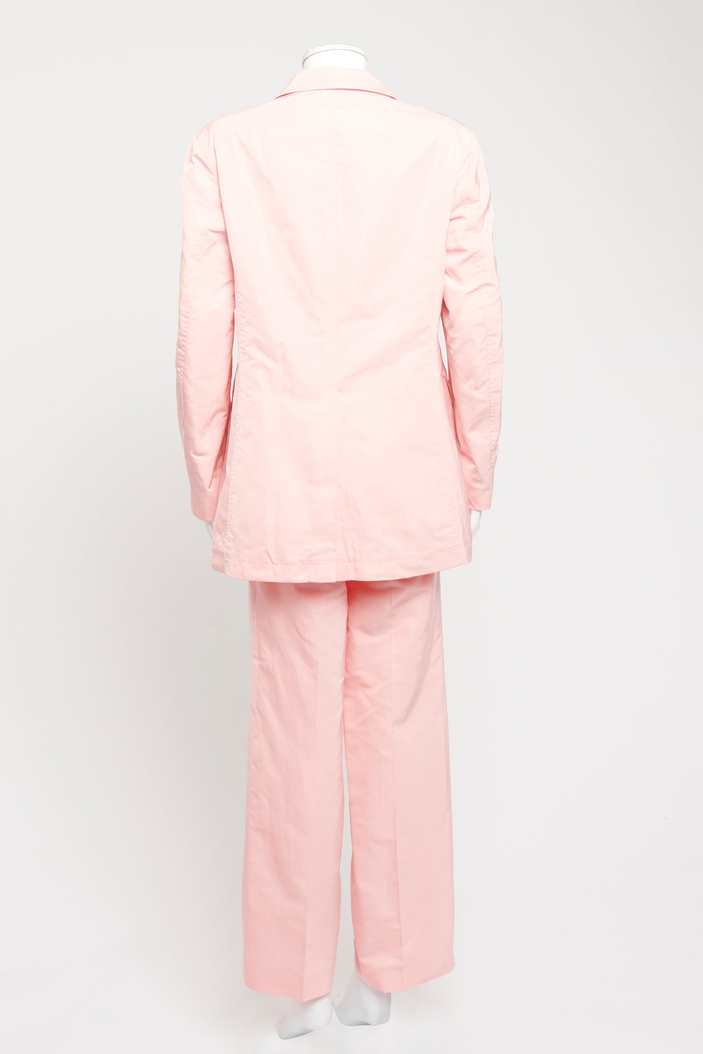 Pink Polyester Blend Preowned Single Breasted Suit