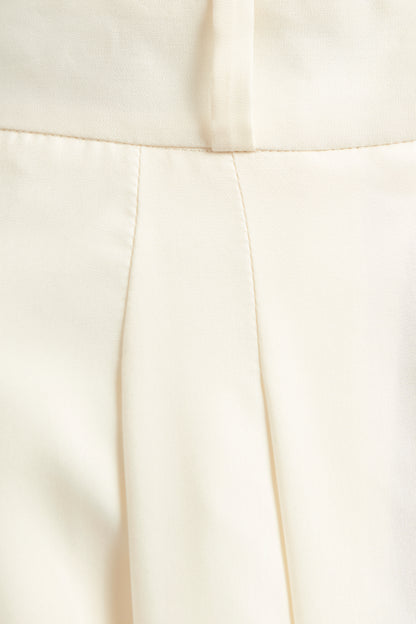 Cream Silk Preowned Palazzo Wide Leg Trouser