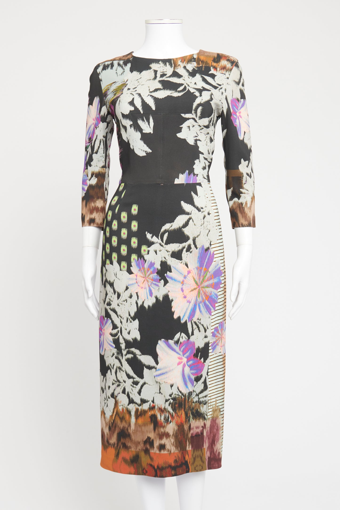 Grey Viscose Blend Preowned Printed Midi Dress