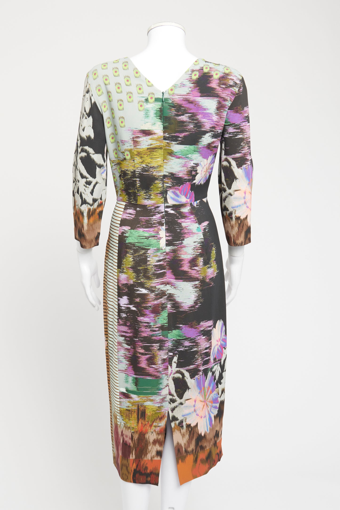 Grey Viscose Blend Preowned Printed Midi Dress