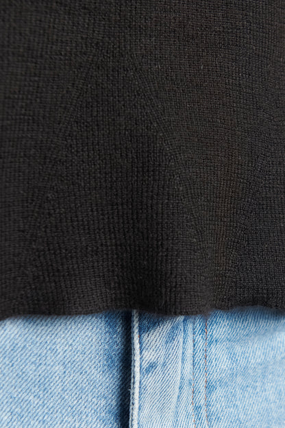 Black Cashmere Blend Preowned Cap Sleeve Knitted Top