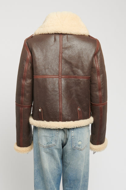 2018 Brown Leather Preowned Midsize Aviator Jacket