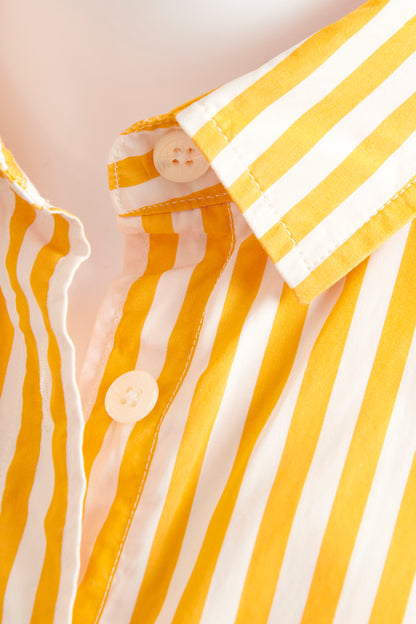 Orange And White Preowned Signature Striped Shirt