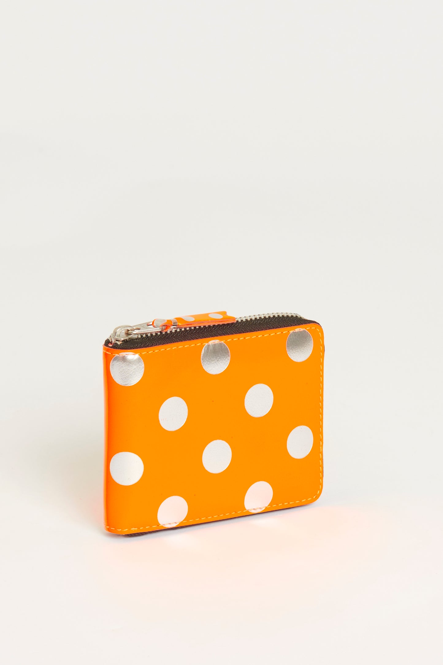 Fluorescent Orange Preowned Polka Dot Zip Around Wallet