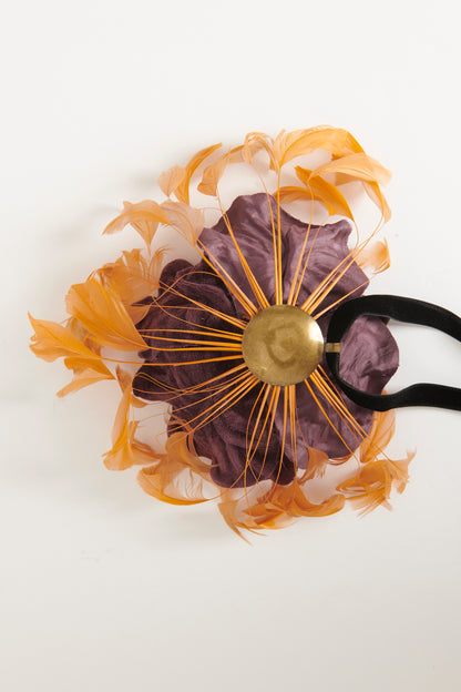 Purple Velvet Preowned Runway Corsage Necklace